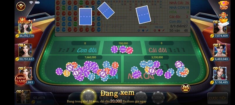 Hình ảnh mô hình game Baccarat trên trực tuyến