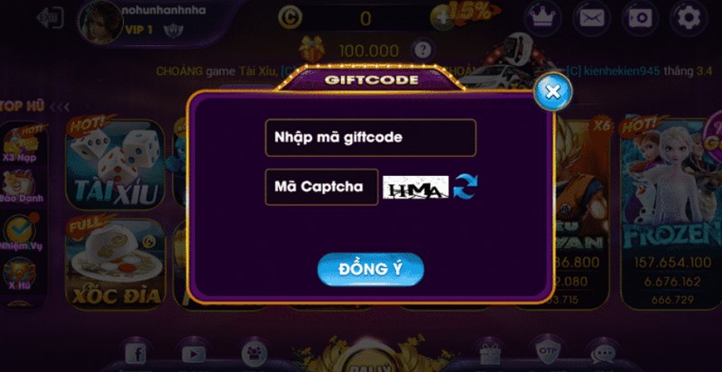 Các ký tự trong code Nổ hũ Vip áp dụng cho phần quà khác nhau