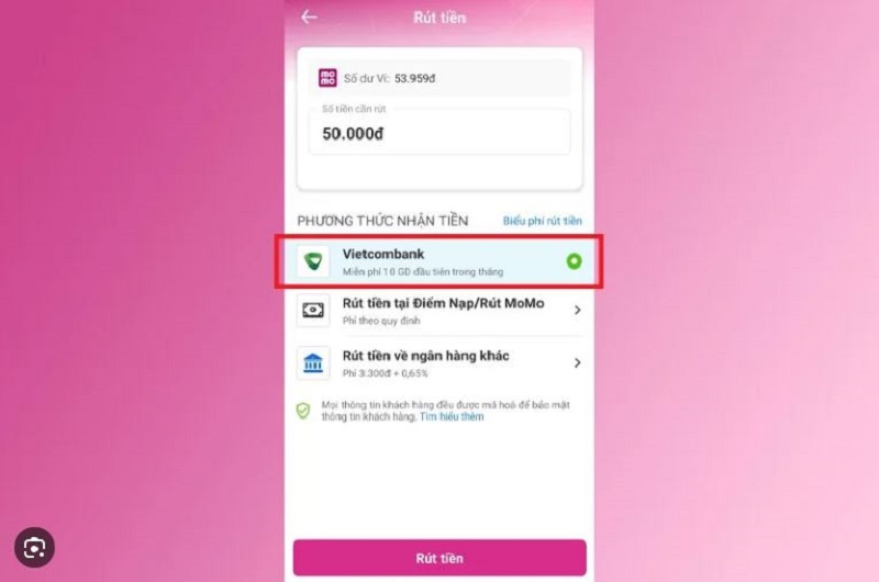Cách rút tiền từ ví Momo